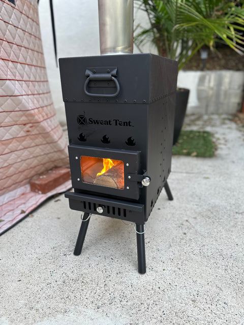 Sweat Tent Stove + Rocks Holder + Glove + Fire Poker